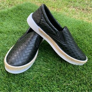 New! Qupid black woven Slip on Shoes